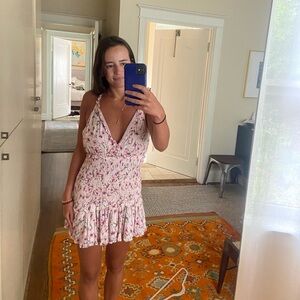 Isabelle’s Cabinet pink floral patterned summer dress in size S!